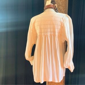 Cream Women's Top with Lace Detailing